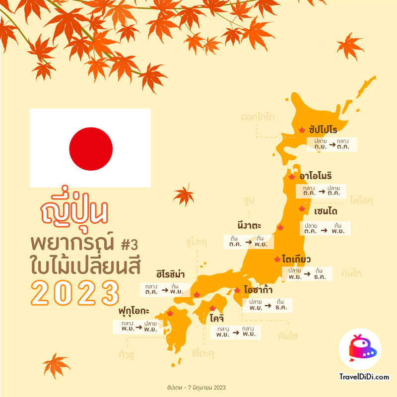 พยากรณ์ ใบไม้เปลี่ยนสี ญี่ปุ่น 2023 - มาดูกันว่าเดือนไหน